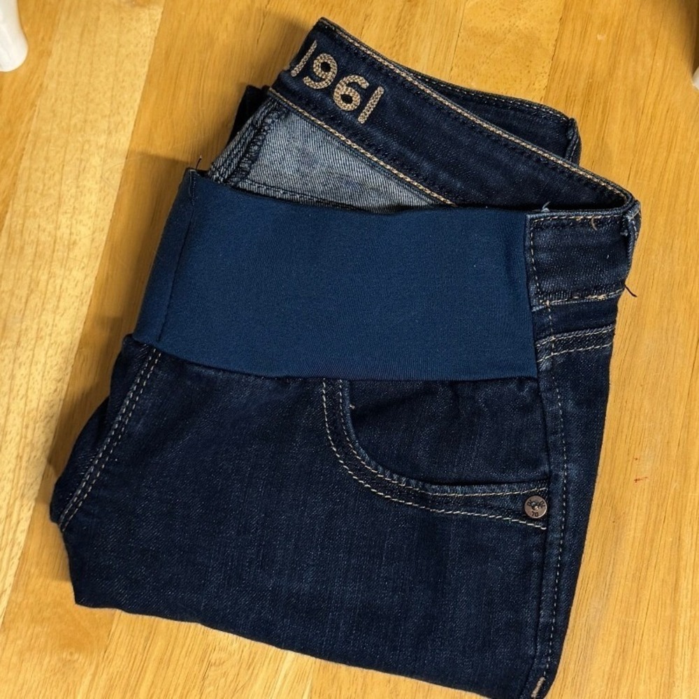 DL1961 Angel Maternity Jeans 25 Mid Rise Skinny Ankle Mariner Dark Wash Low Rise
